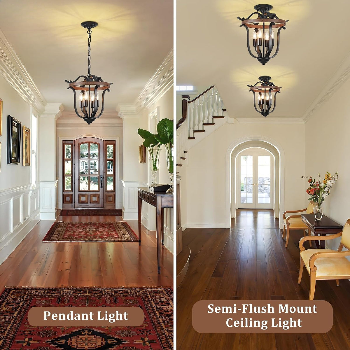 4‑Light Black Cage Farmhouse Chandelier