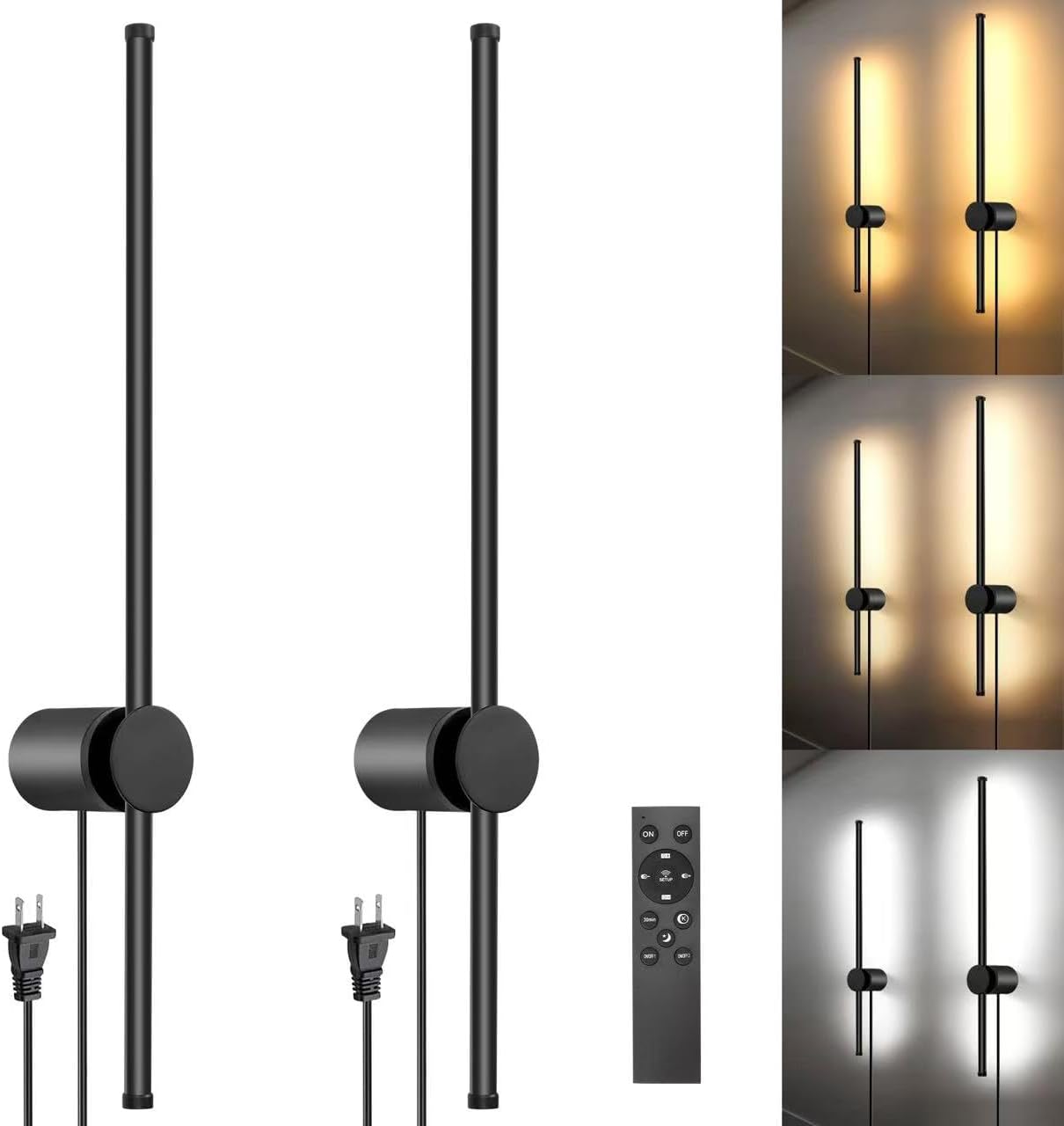 2‑Pack Dimmable Rotatable Wall Sconces