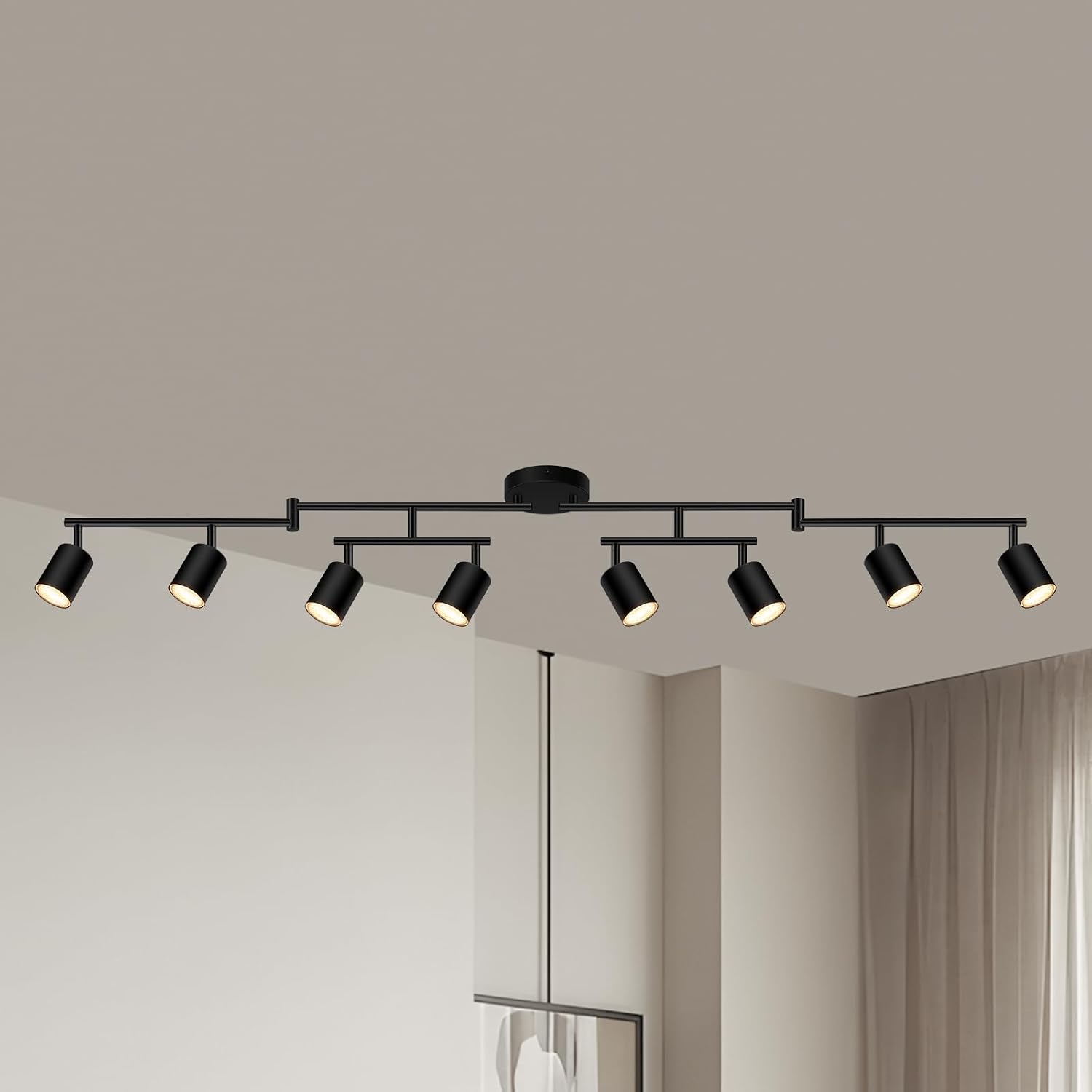 8‑Light Matte Black Track Light Fixture