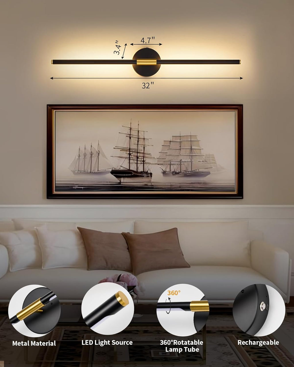2‑Pack Battery‑Operated Wall Sconces