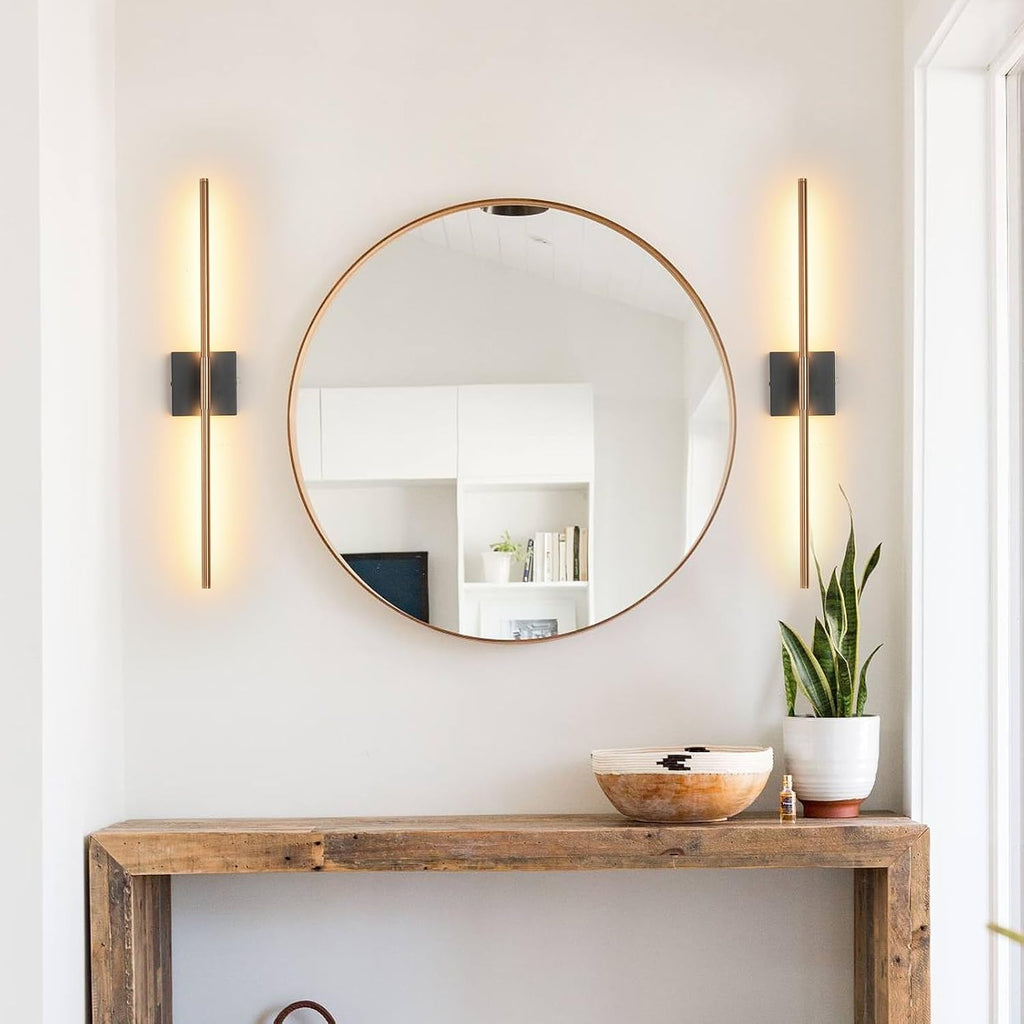 2‑Pack Black‑Brass LED Wall Sconces