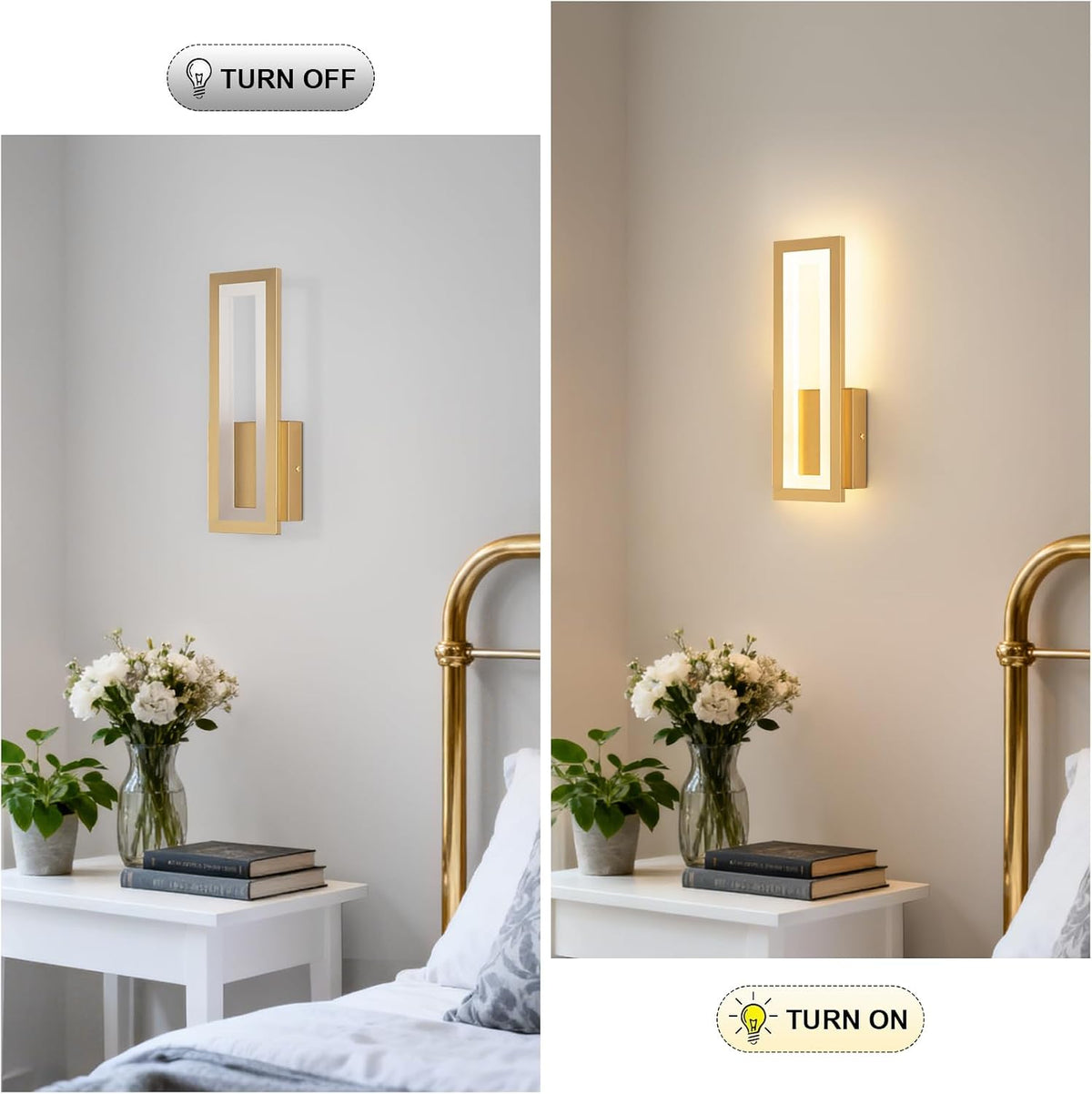 2‑Pack Gold Modern LED Wall Sconces