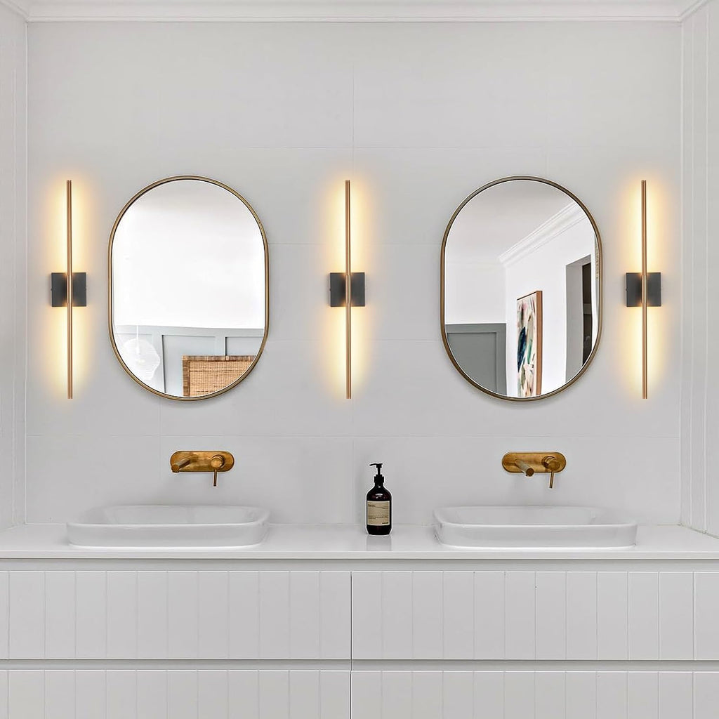 2‑Pack Black‑Brass LED Wall Sconces