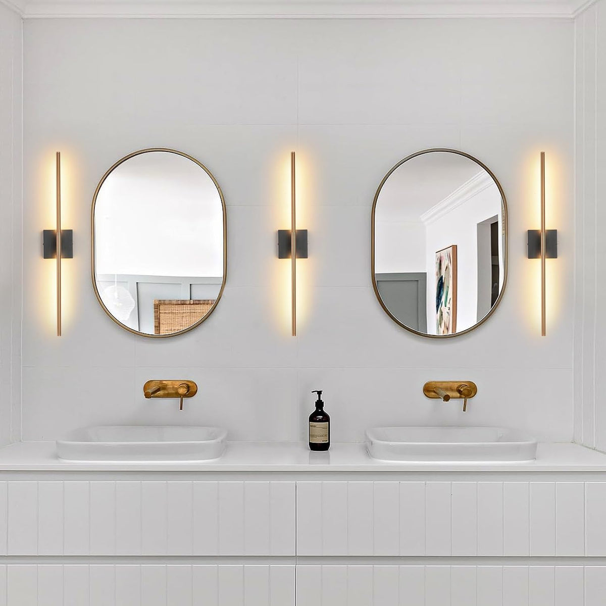2‑Pack Black‑Brass LED Wall Sconces