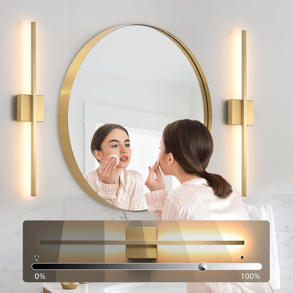 2‑Pack Dimmable Gold LED Wall Sconces