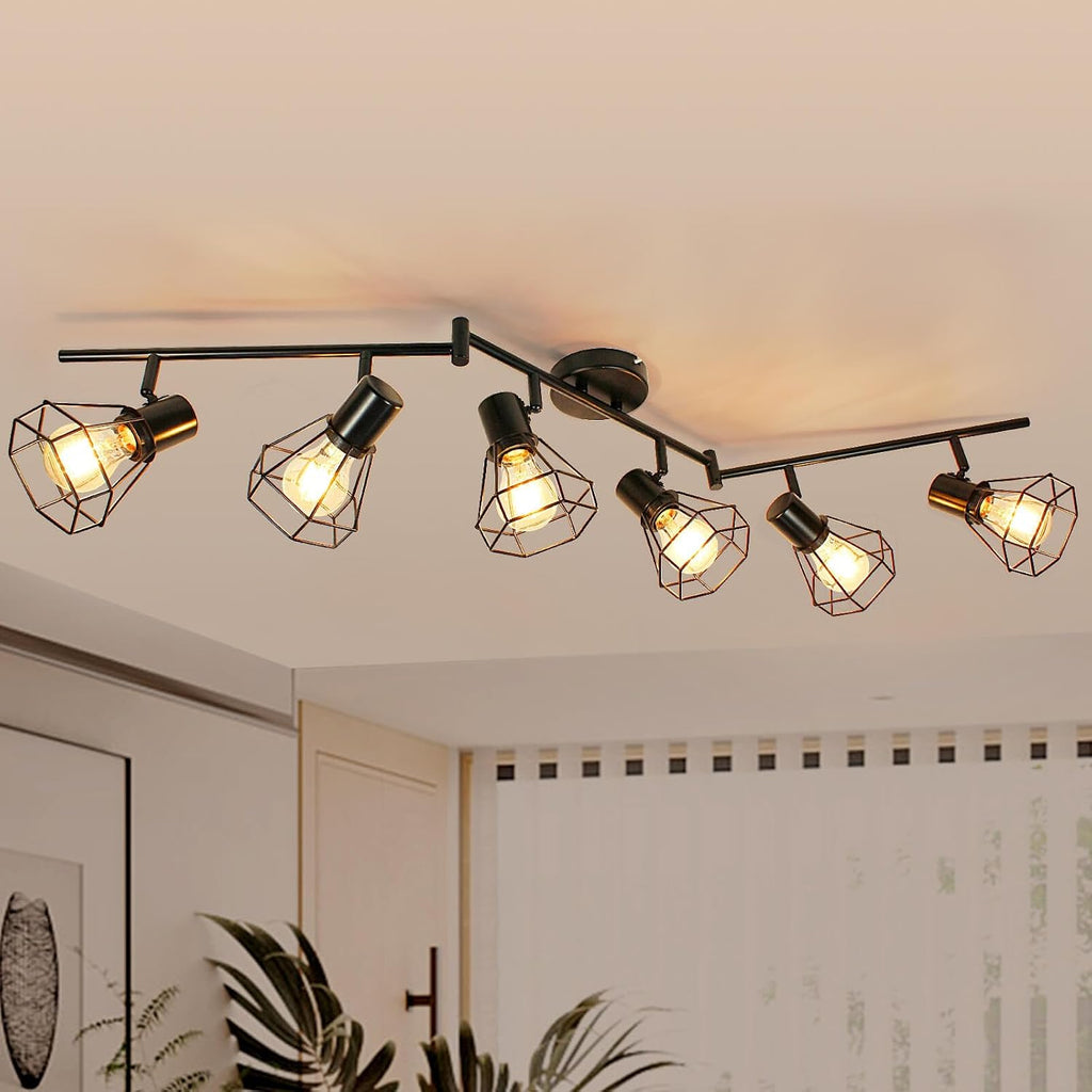 6‑Light Rotatable Black Track Light