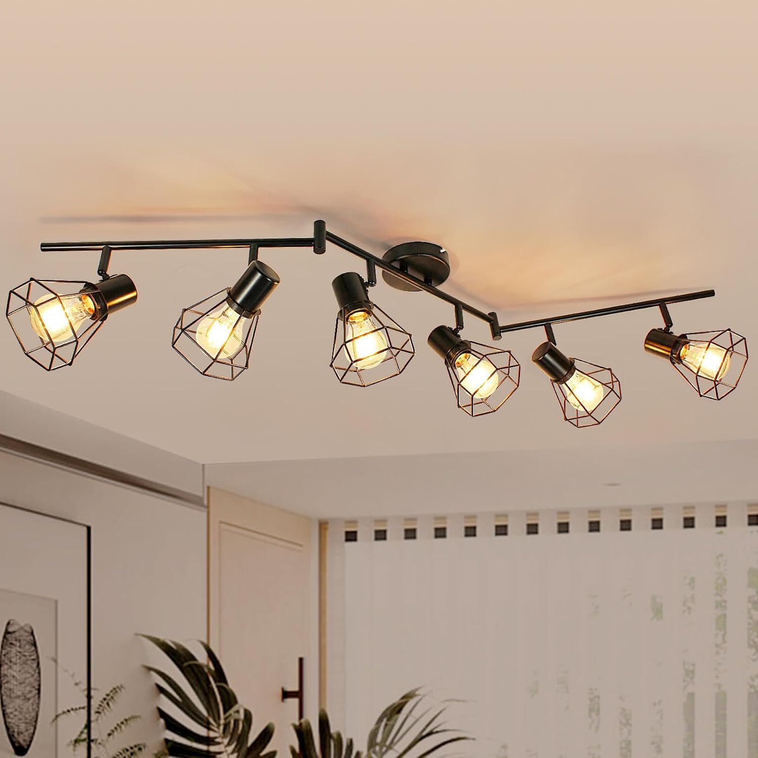 6‑Light Rotatable Black Track Light