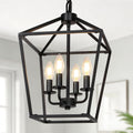 4‑Light Black Cage Industrial Chandelier