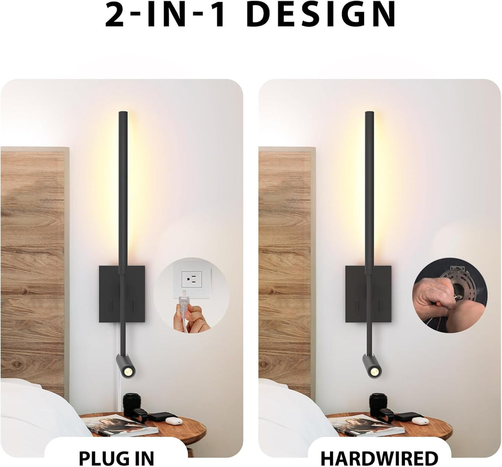 2‑Pack Plug‑in Black Wall Sconces