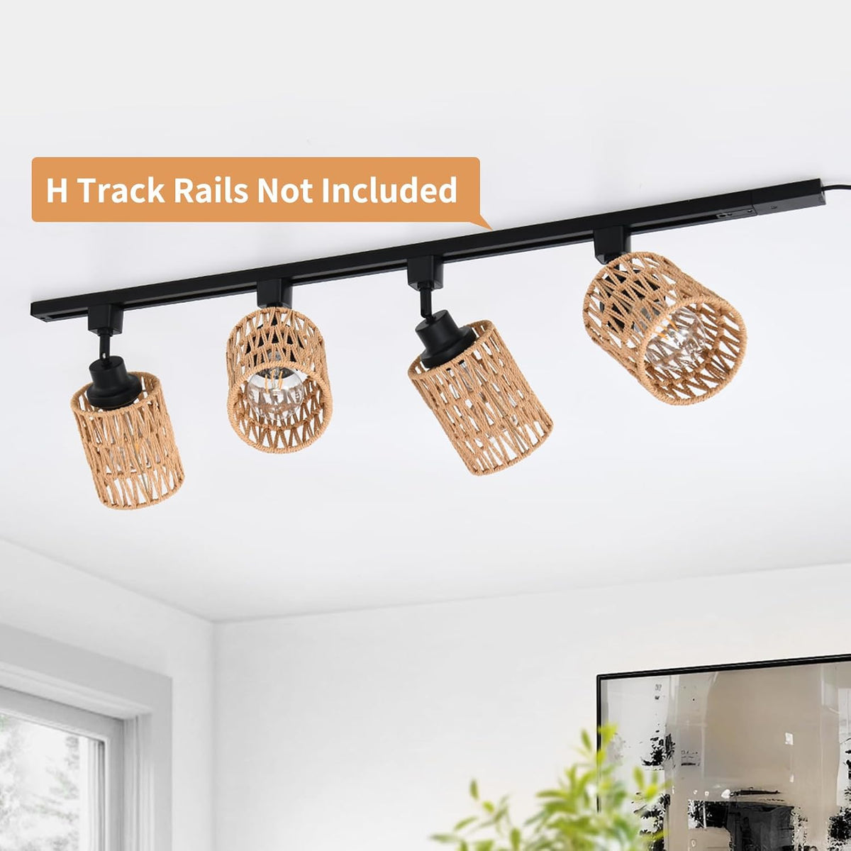 4‑Pack Rattan H‑Track Light Heads