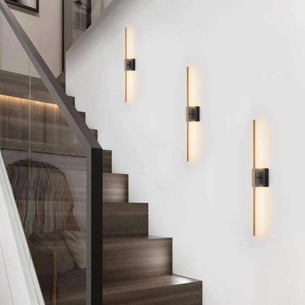 2‑Pack Black‑Brass LED Wall Sconces