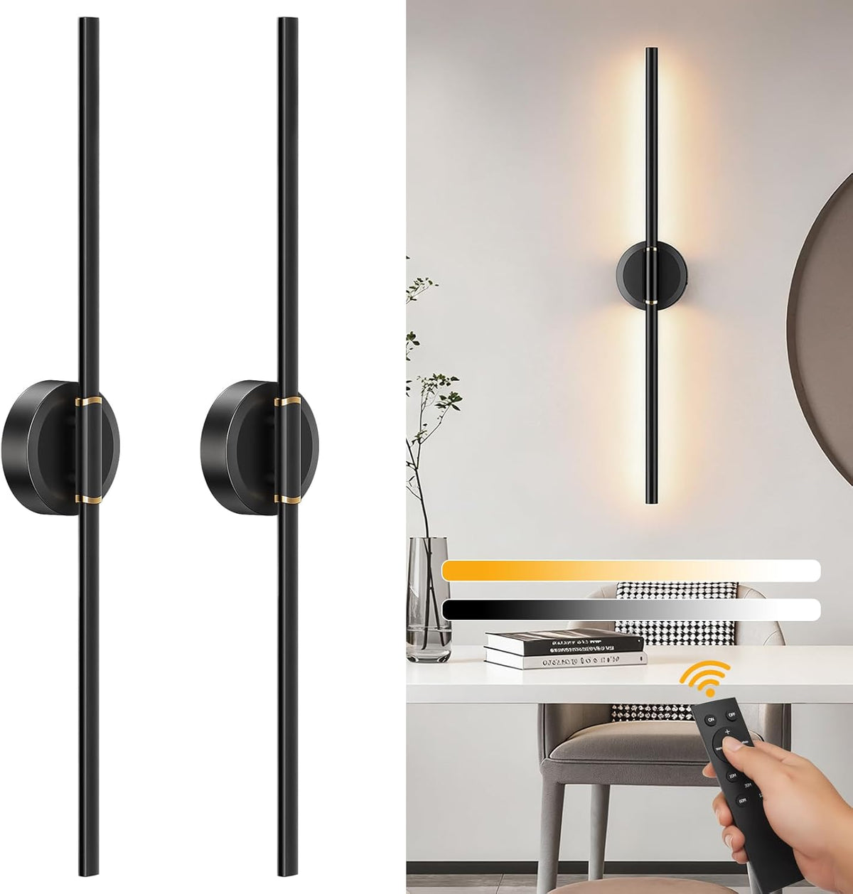 2‑Pack Battery‑Powered Wall Sconces