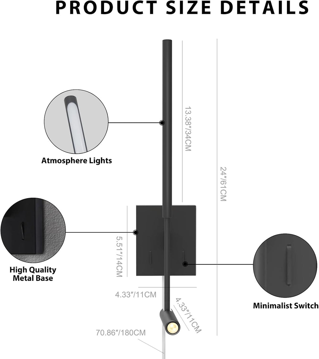 2‑Pack Plug‑in Black Wall Sconces
