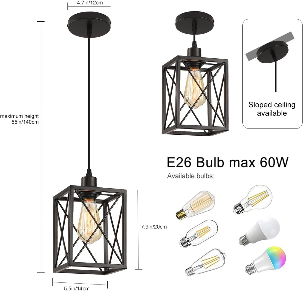 Black Adjustable Farmhouse Pendant Light