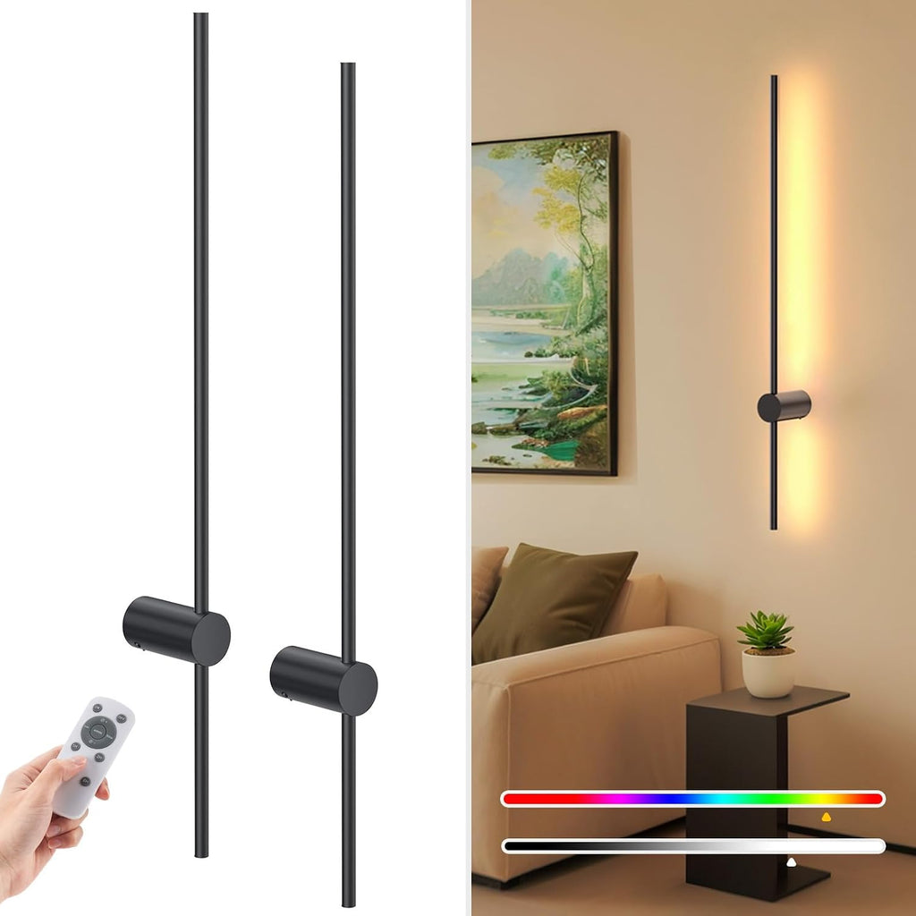 2‑Pack Black Battery‑Operated Wall Sconces