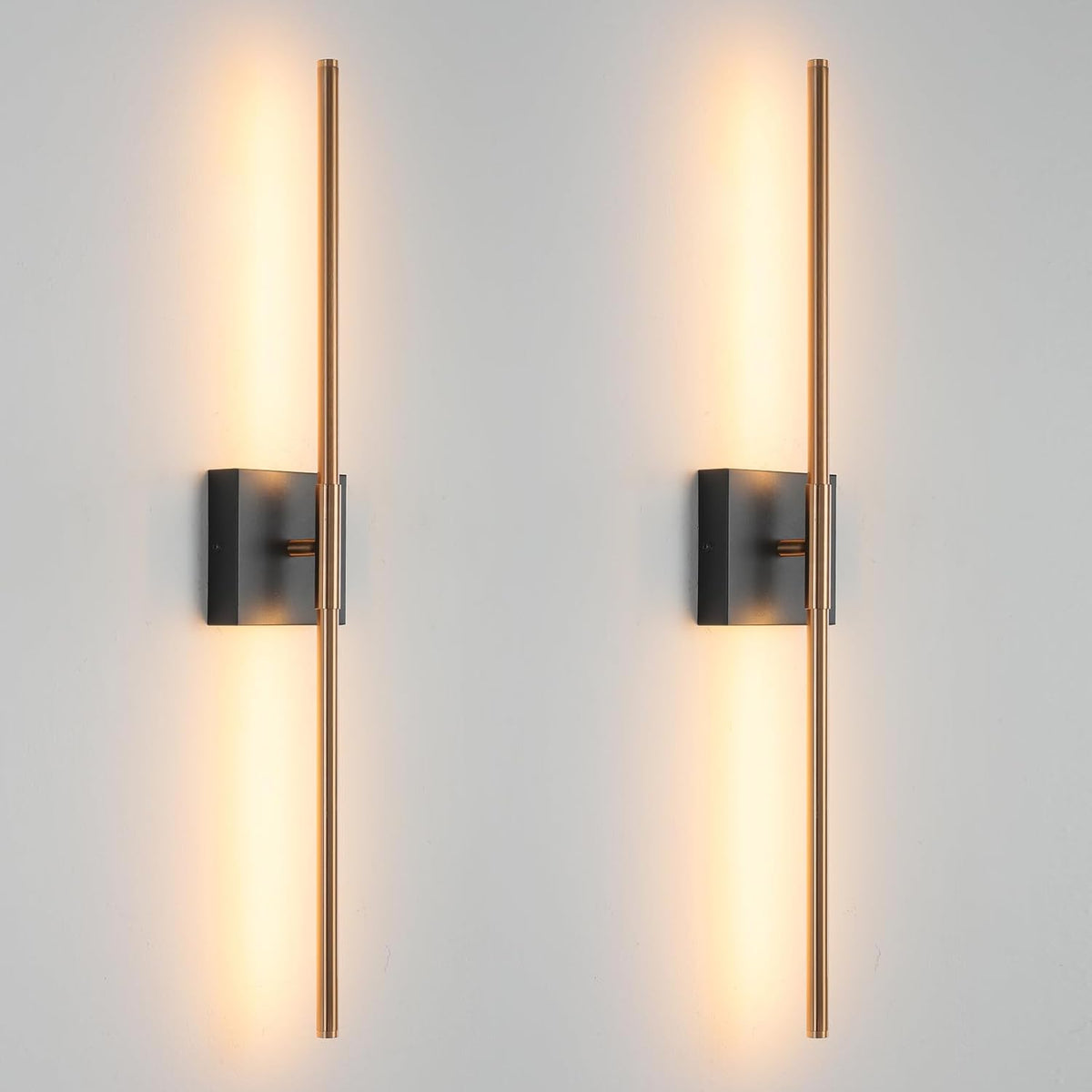 2‑Pack Black‑Brass LED Wall Sconces