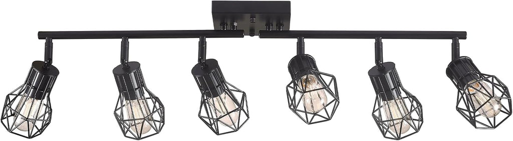 6‑Light Matte Black Cage Track Light