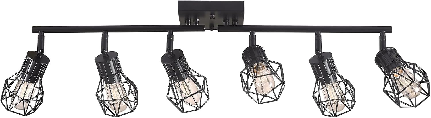 6‑Light Matte Black Cage Track Light
