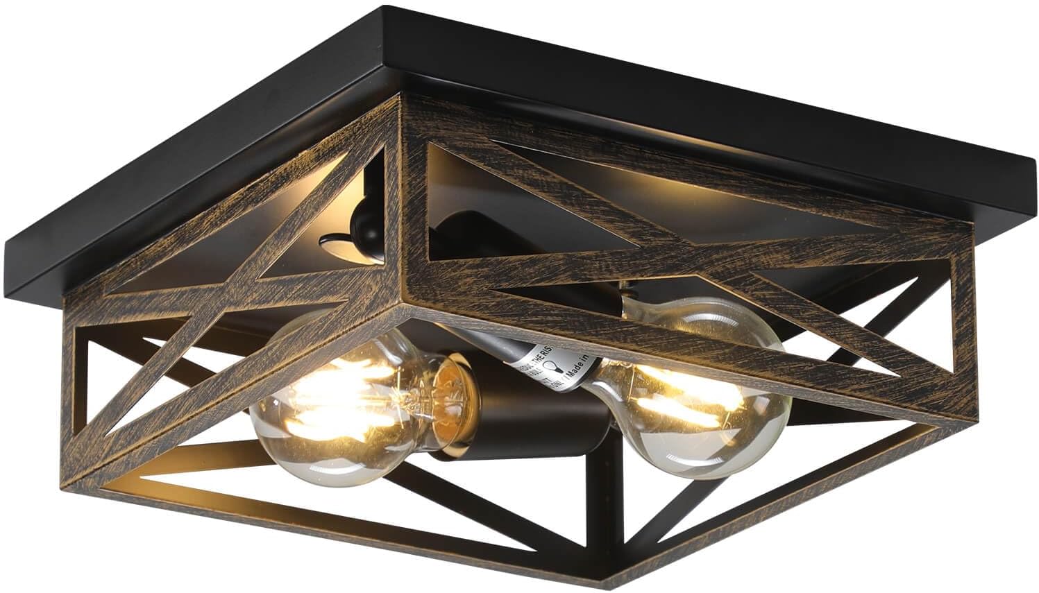 Farmhouse Cage Flush Mount Ceiling Light