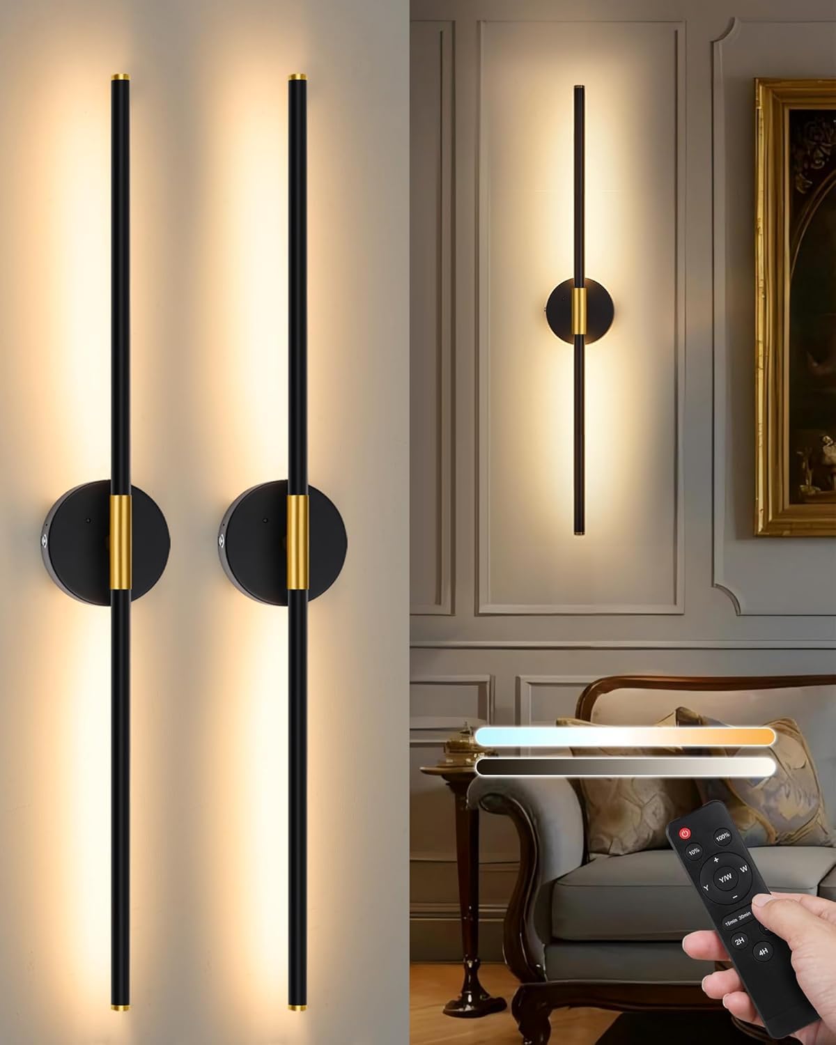 2‑Pack Battery‑Operated Wall Sconces