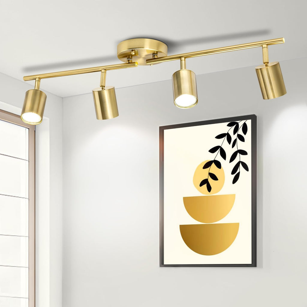 4‑Light Brushed‑Gold Track Light Fixture