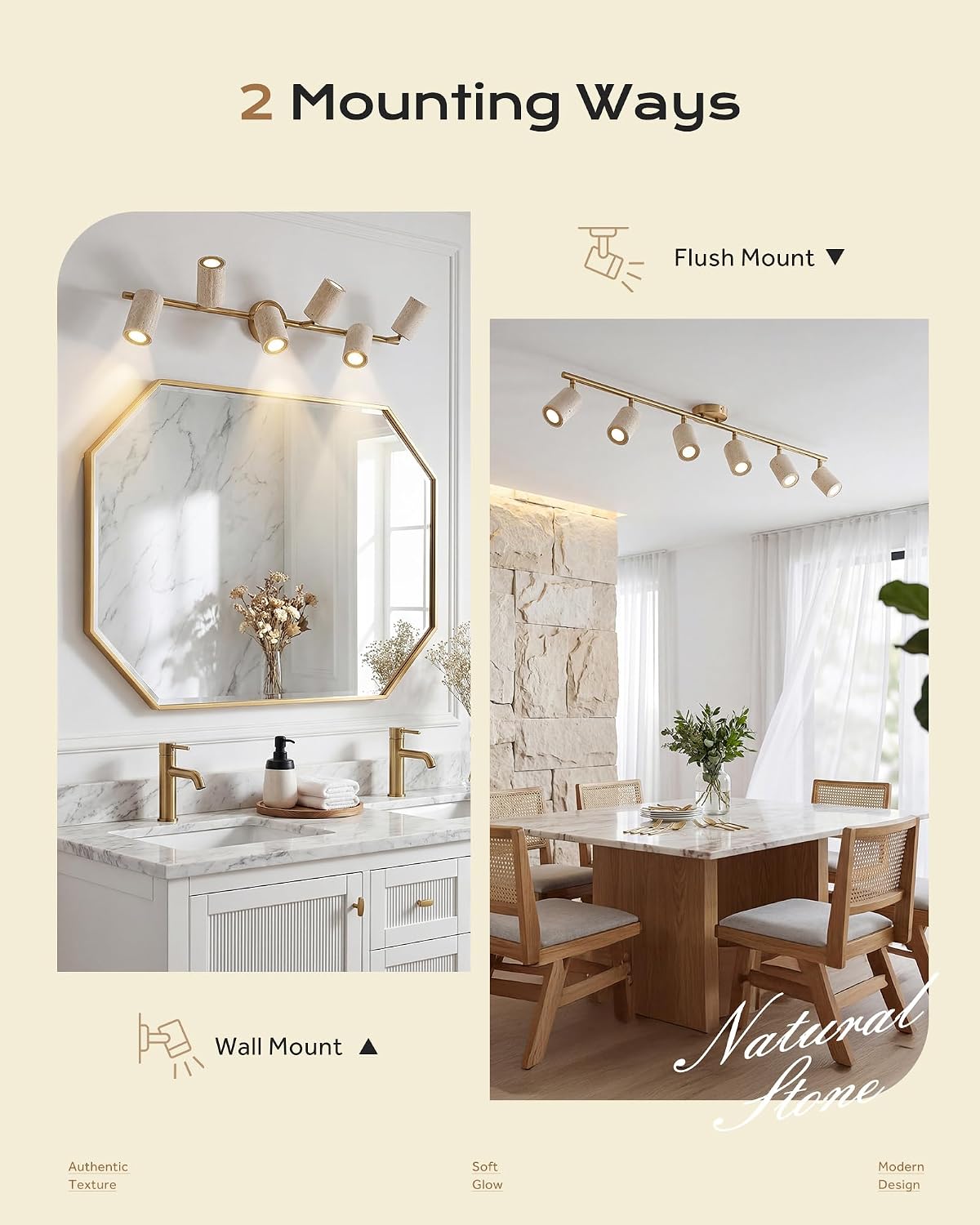 Natural‑Stone LED Track Lighting Kit