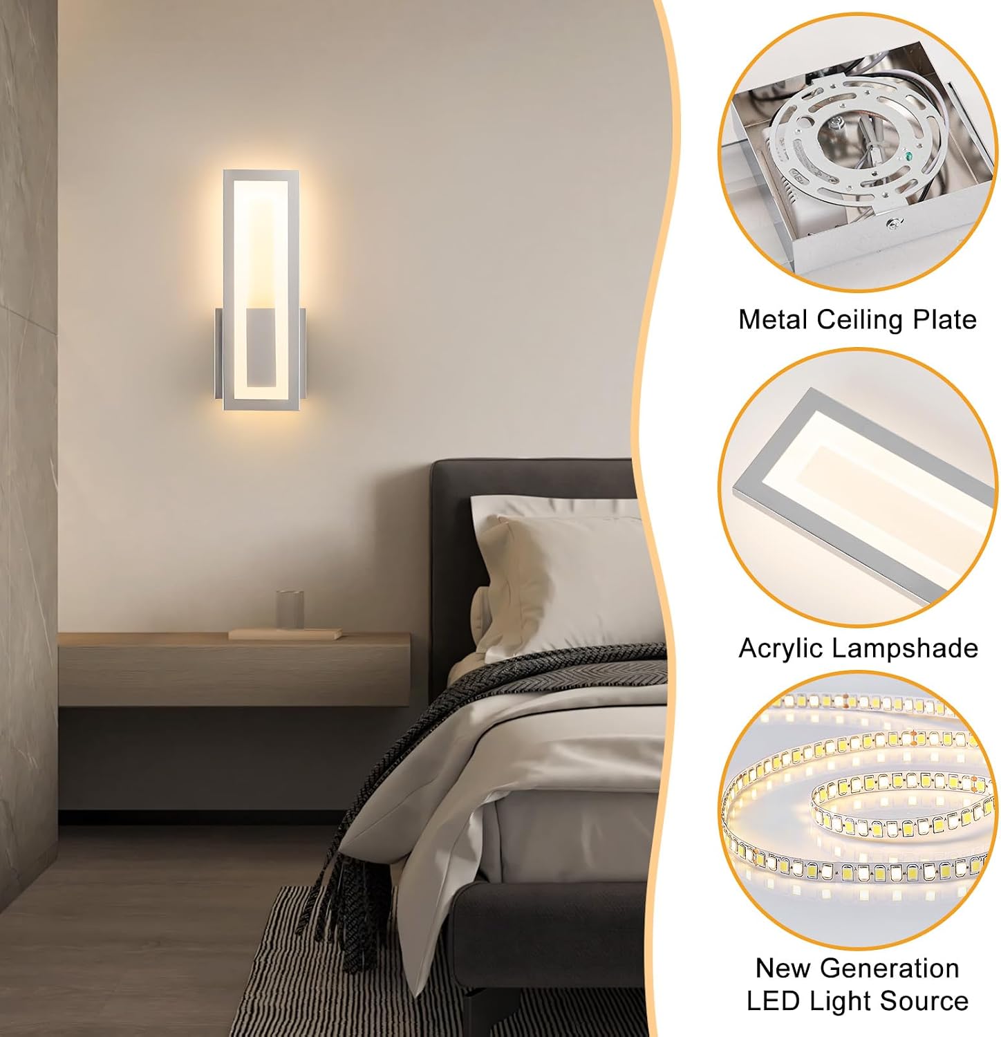 2‑Pack Chrome LED Wall Sconces