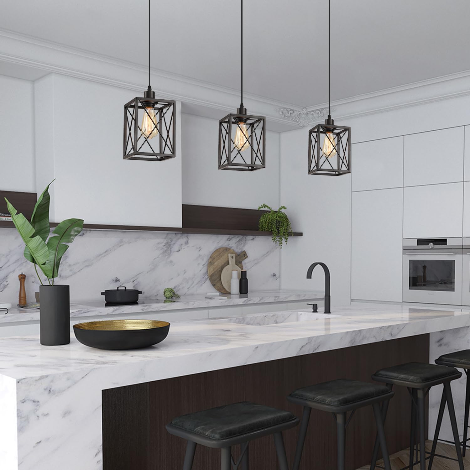 Black Adjustable Farmhouse Pendant Light