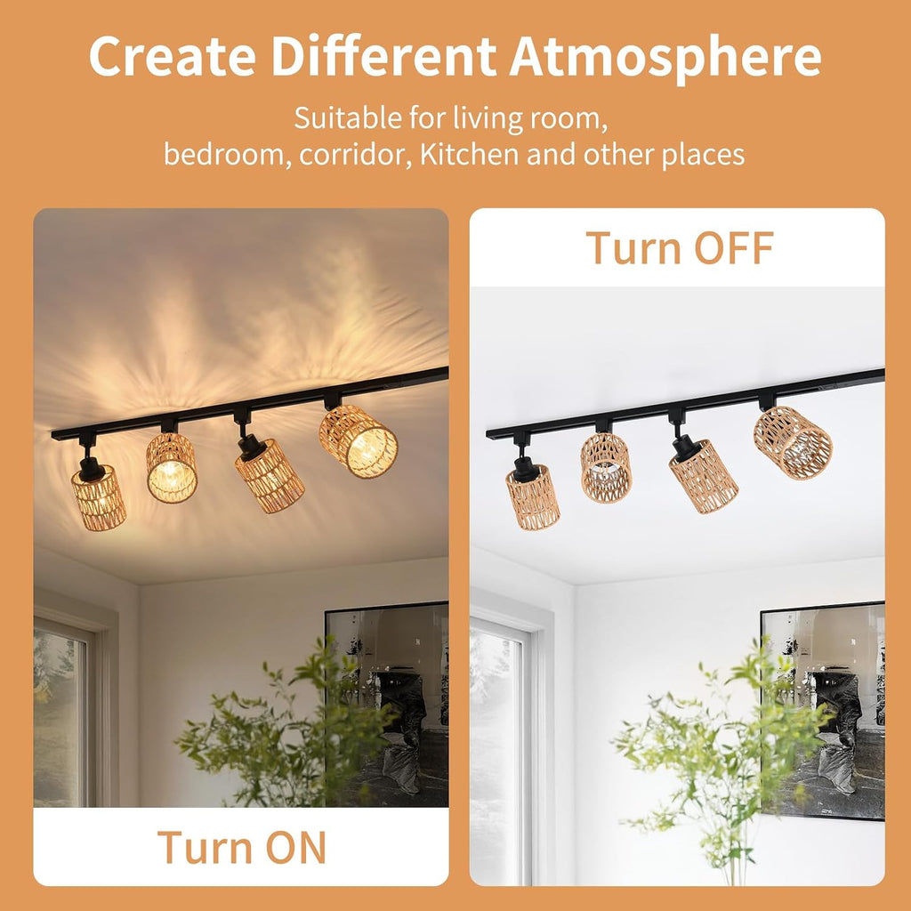 4‑Pack Rattan H‑Track Light Heads
