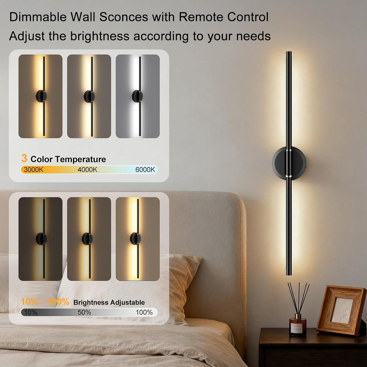 2‑Pack Battery‑Powered Wall Sconces