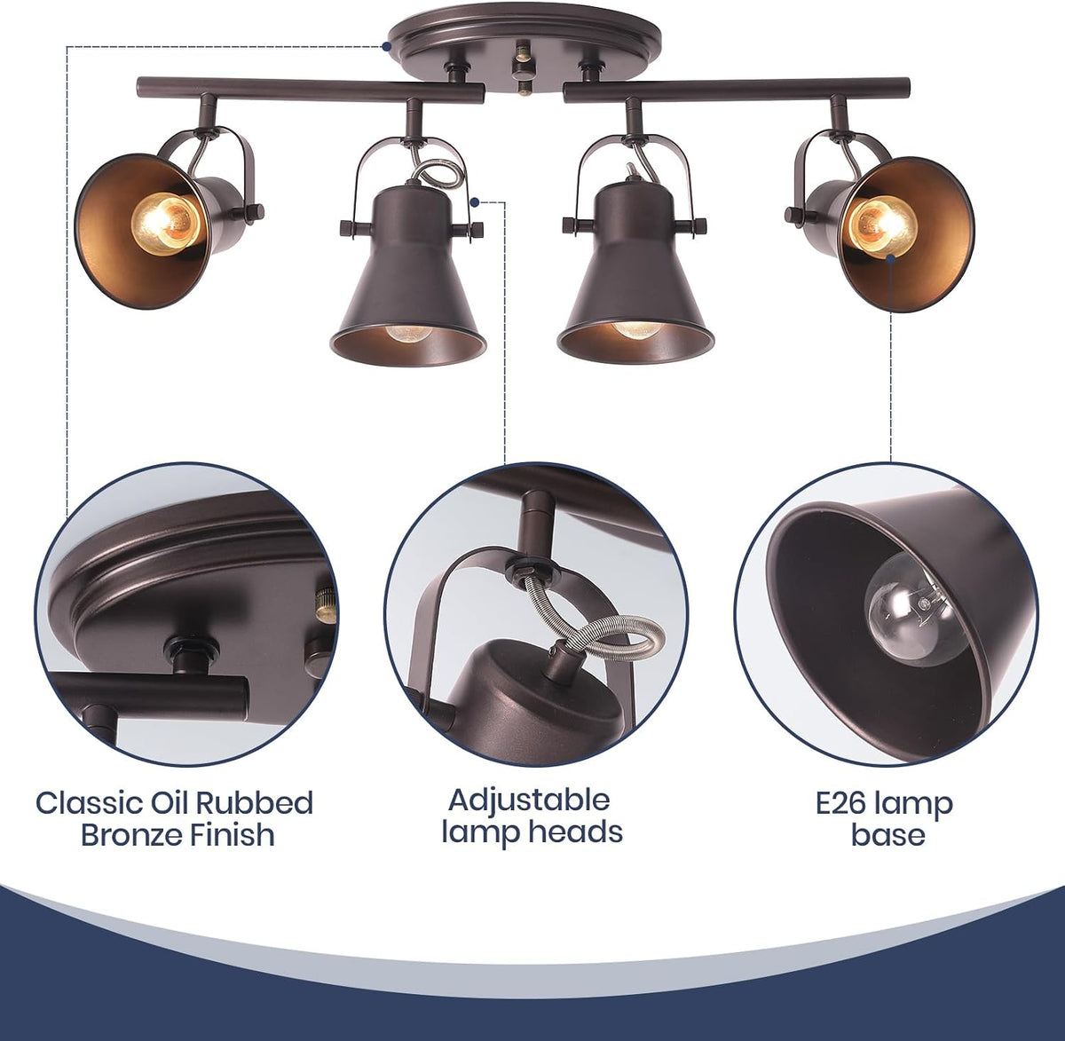 4‑Light Rotatable Track Ceiling Light