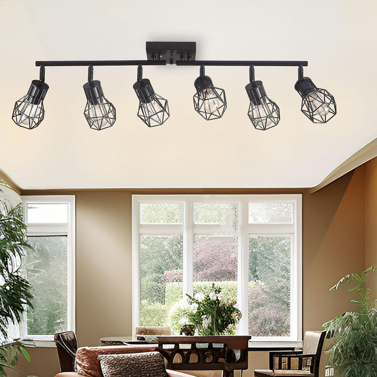 6‑Light Matte Black Cage Track Light