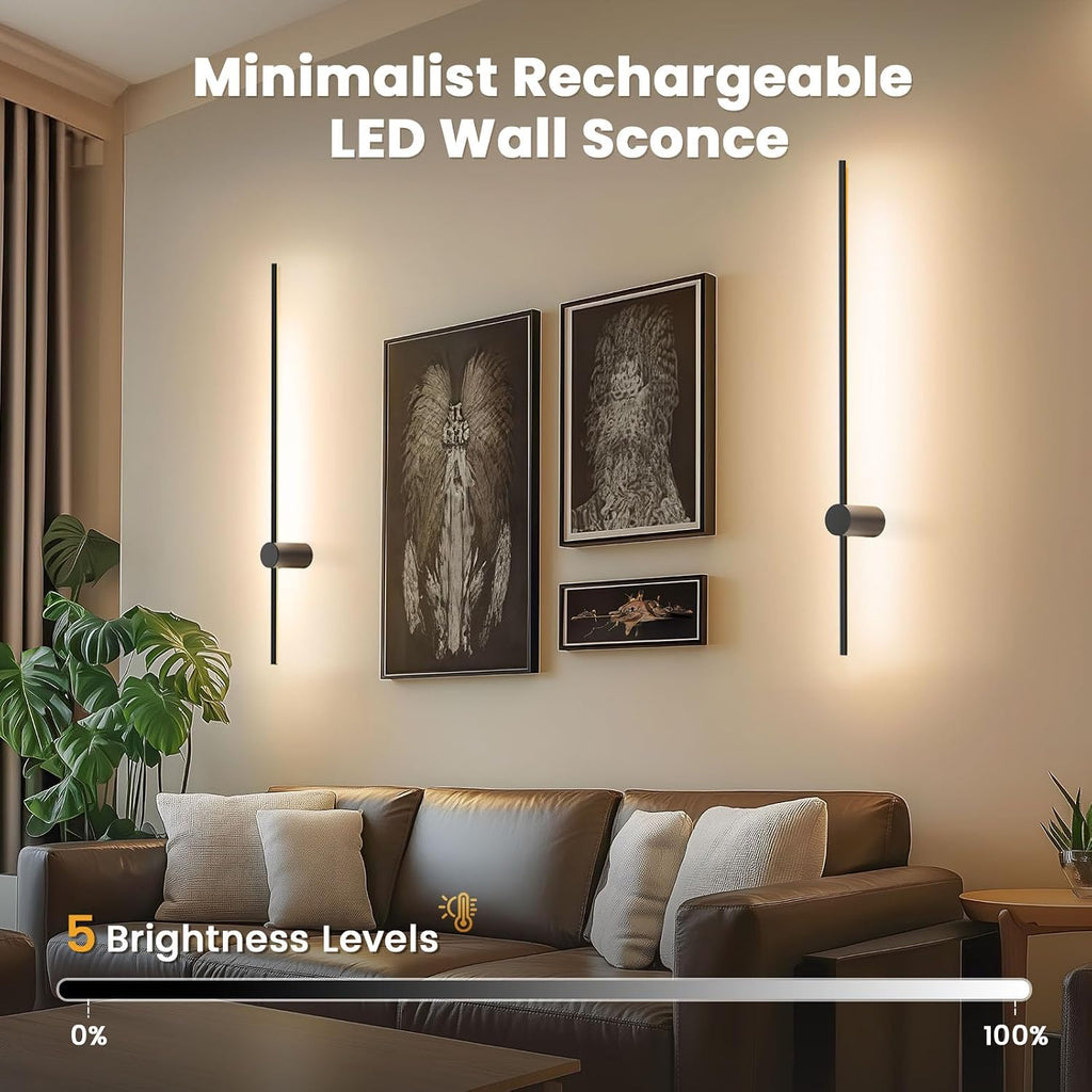 2‑Pack Black Battery‑Operated Wall Sconces