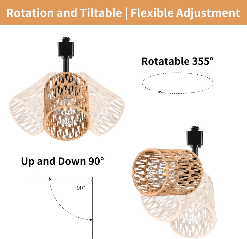 4‑Pack Rattan H‑Track Light Heads
