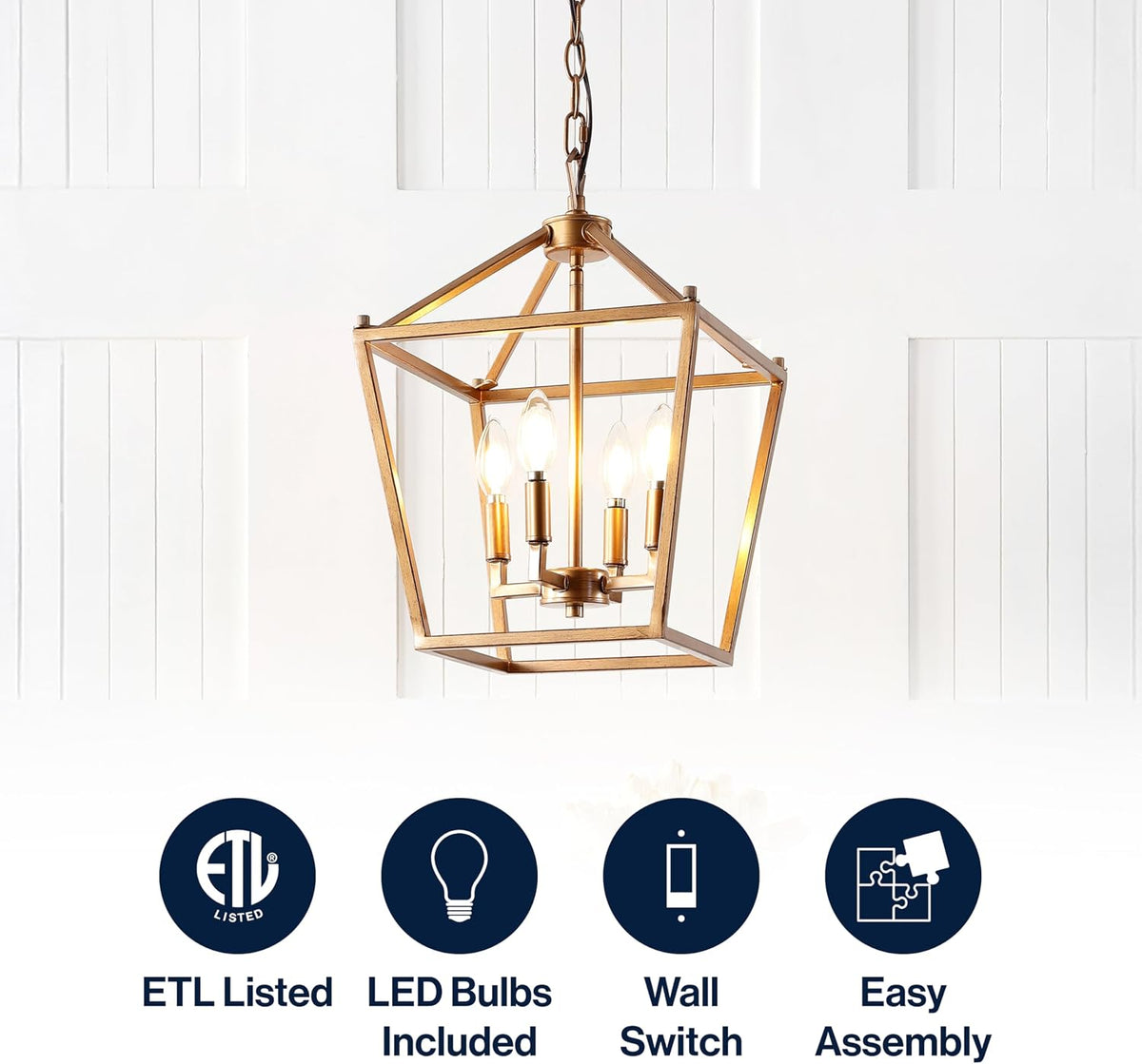 4‑Light Antique‑Gold Pagoda Pendant Light
