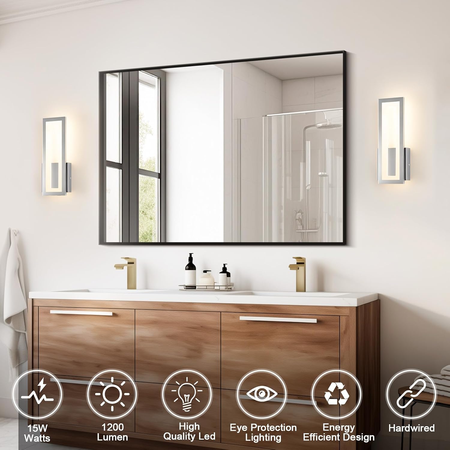 2‑Pack Chrome LED Wall Sconces