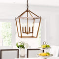 4‑Light Antique‑Gold Pagoda Pendant Light