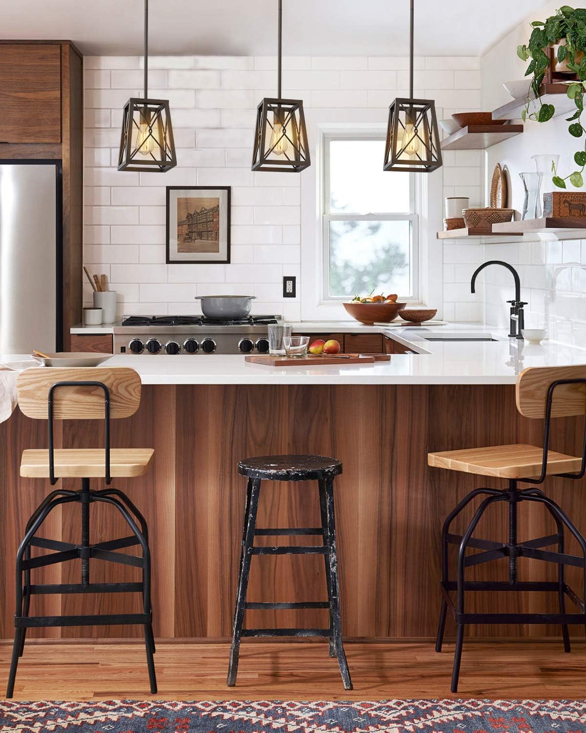 1‑Light Cage Farmhouse Pendant Light