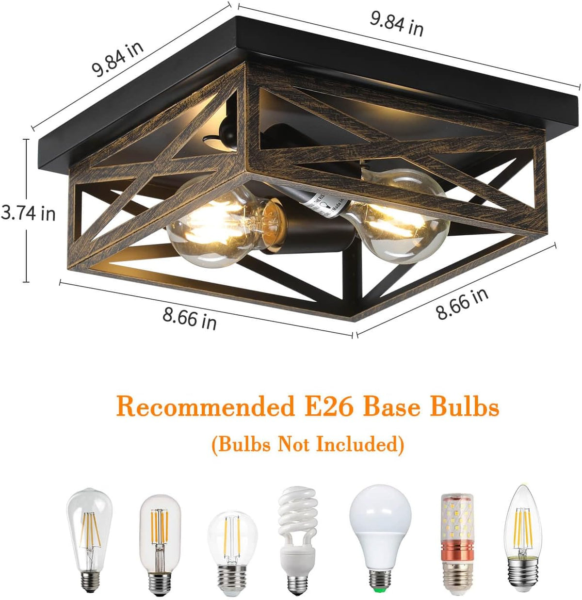 Farmhouse Cage Flush Mount Ceiling Light