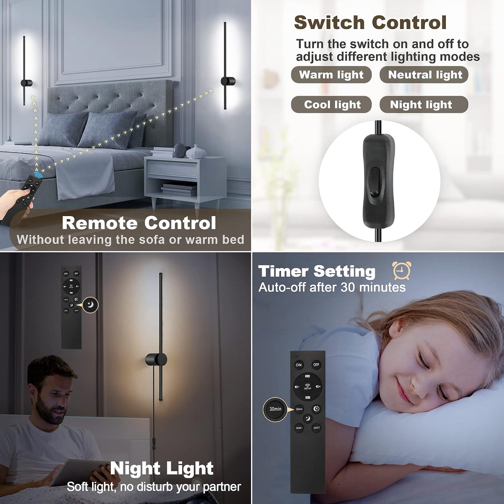 2‑Pack Dimmable Rotatable Wall Sconces