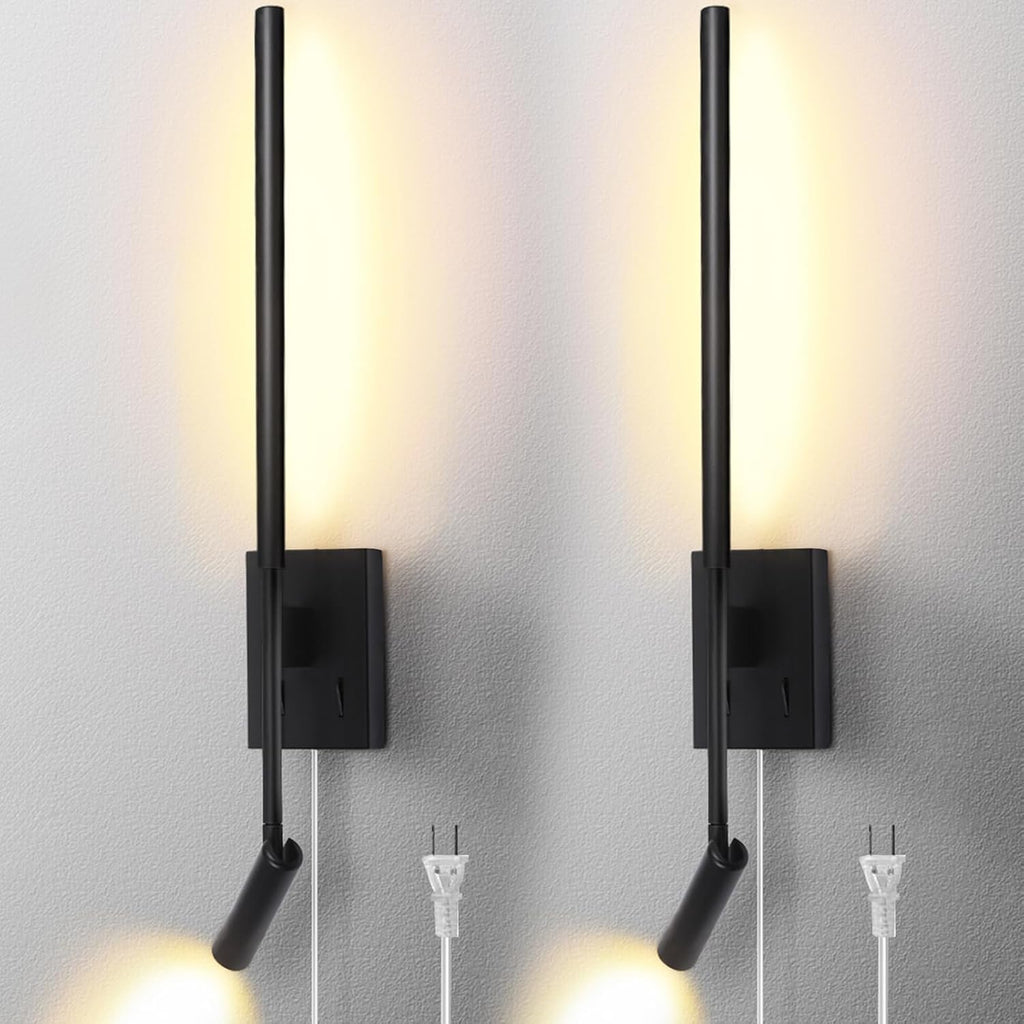 2‑Pack Plug‑in Black Wall Sconces