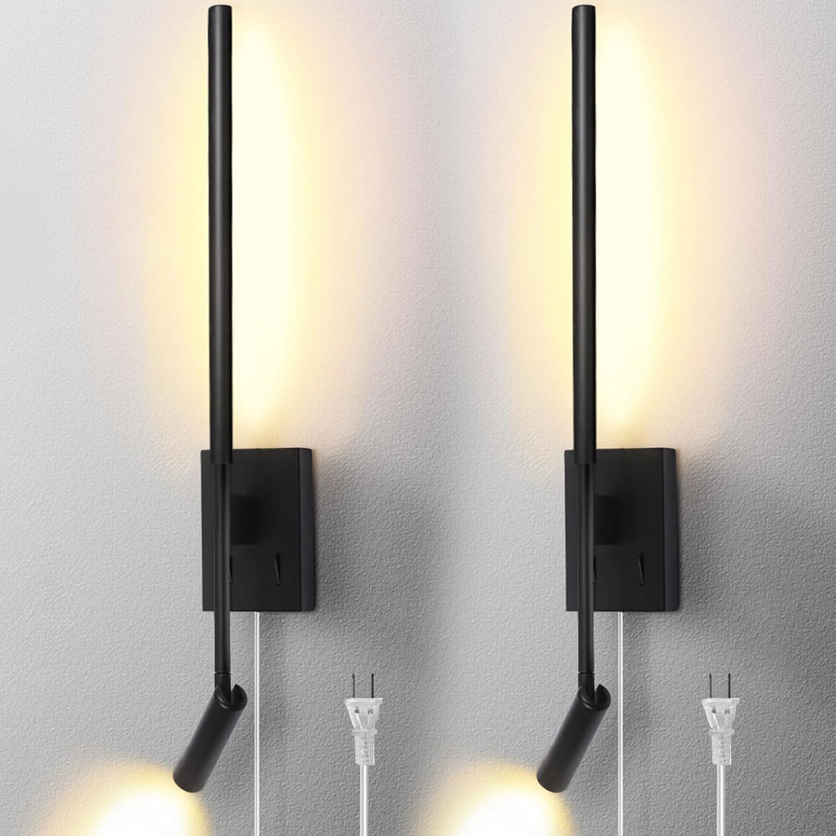 2‑Pack Plug‑in Black Wall Sconces