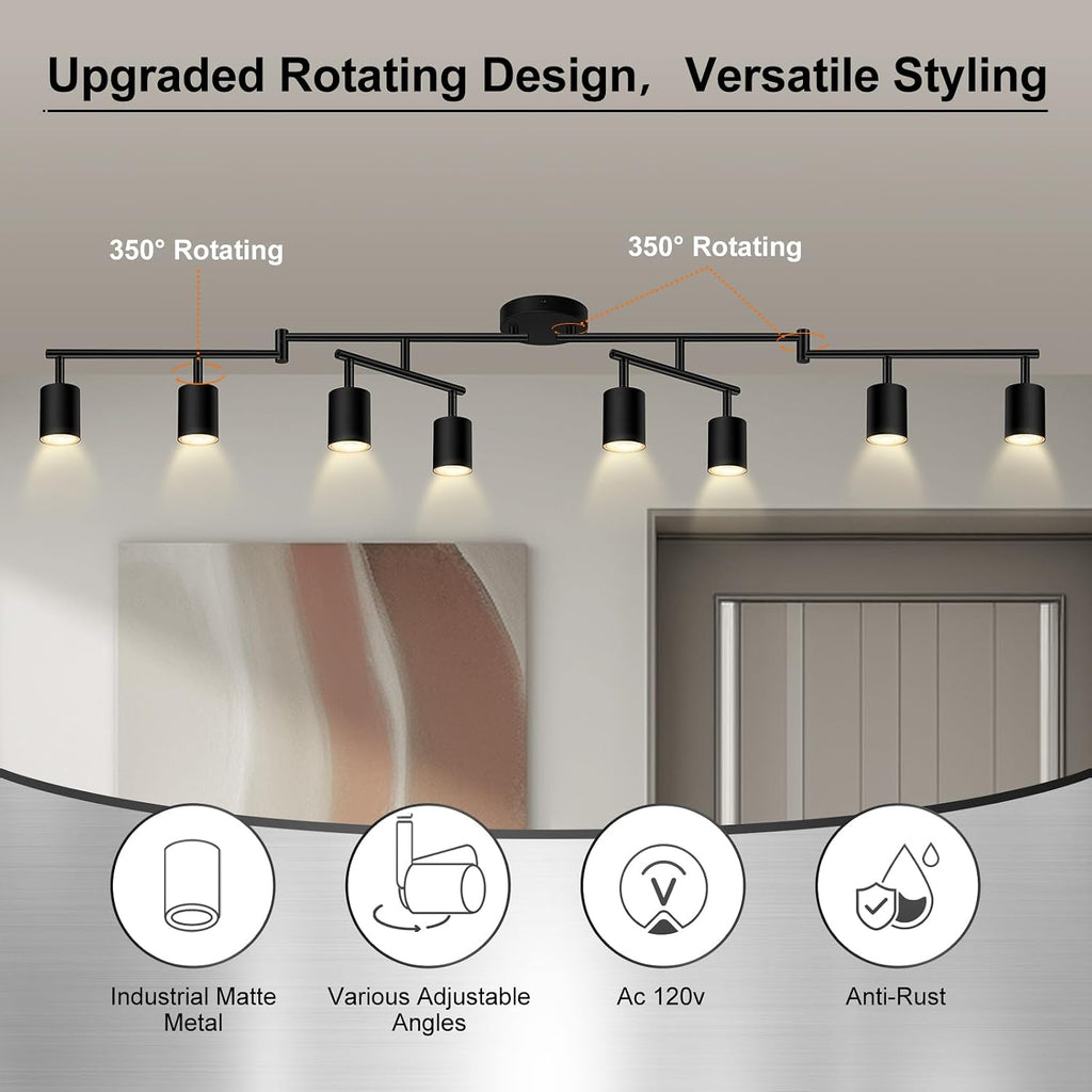 8‑Light Matte Black Track Light Fixture