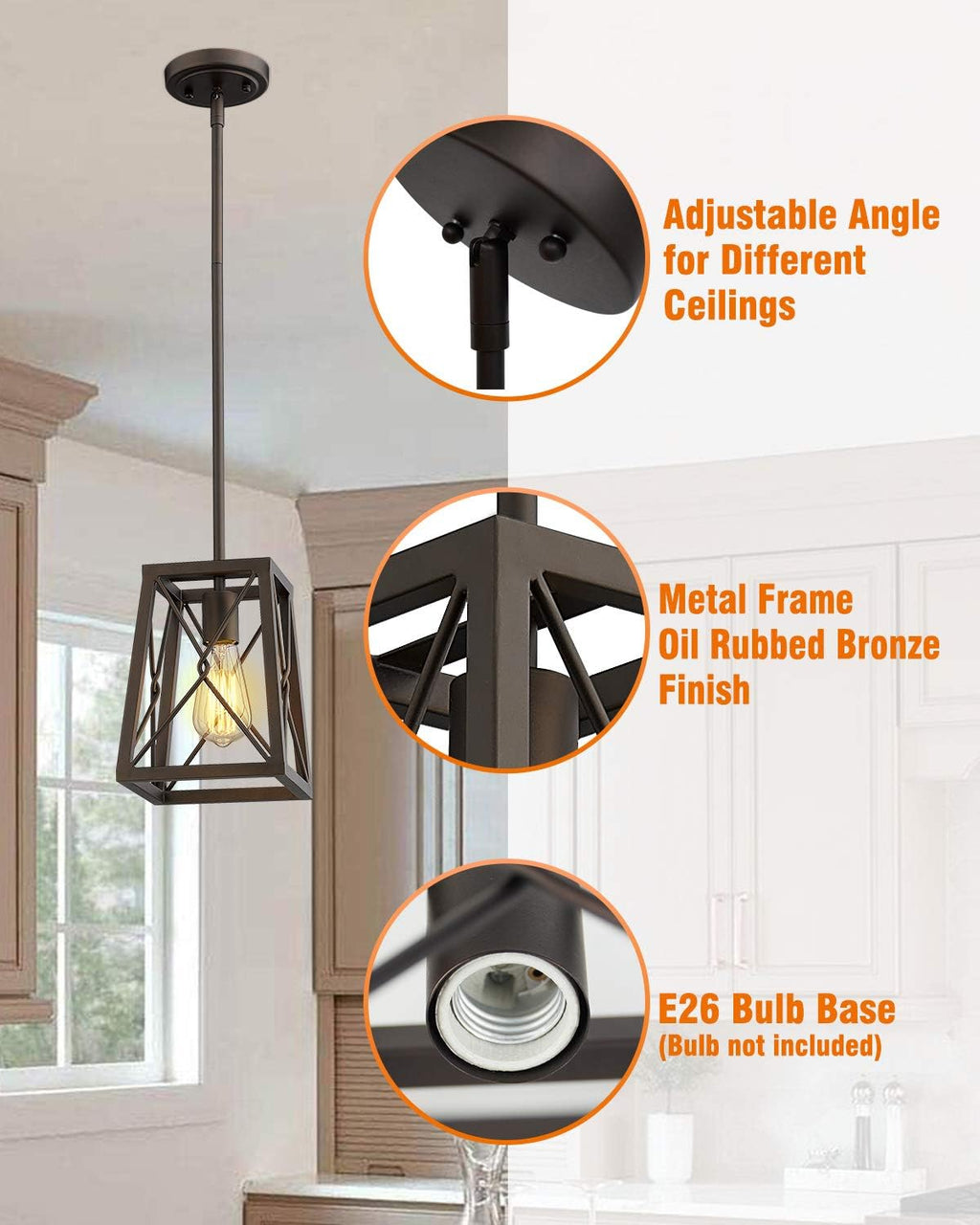 1‑Light Cage Farmhouse Pendant Light