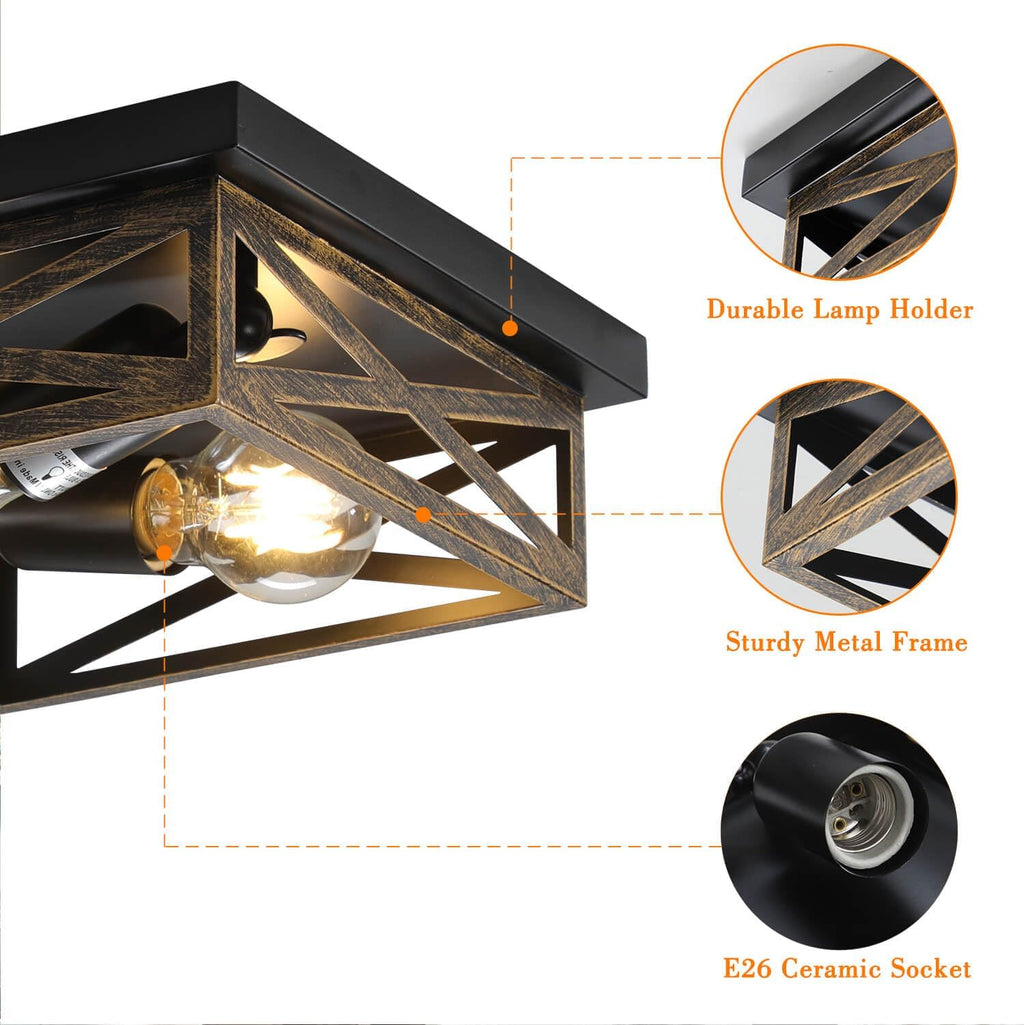 Farmhouse Cage Flush Mount Ceiling Light
