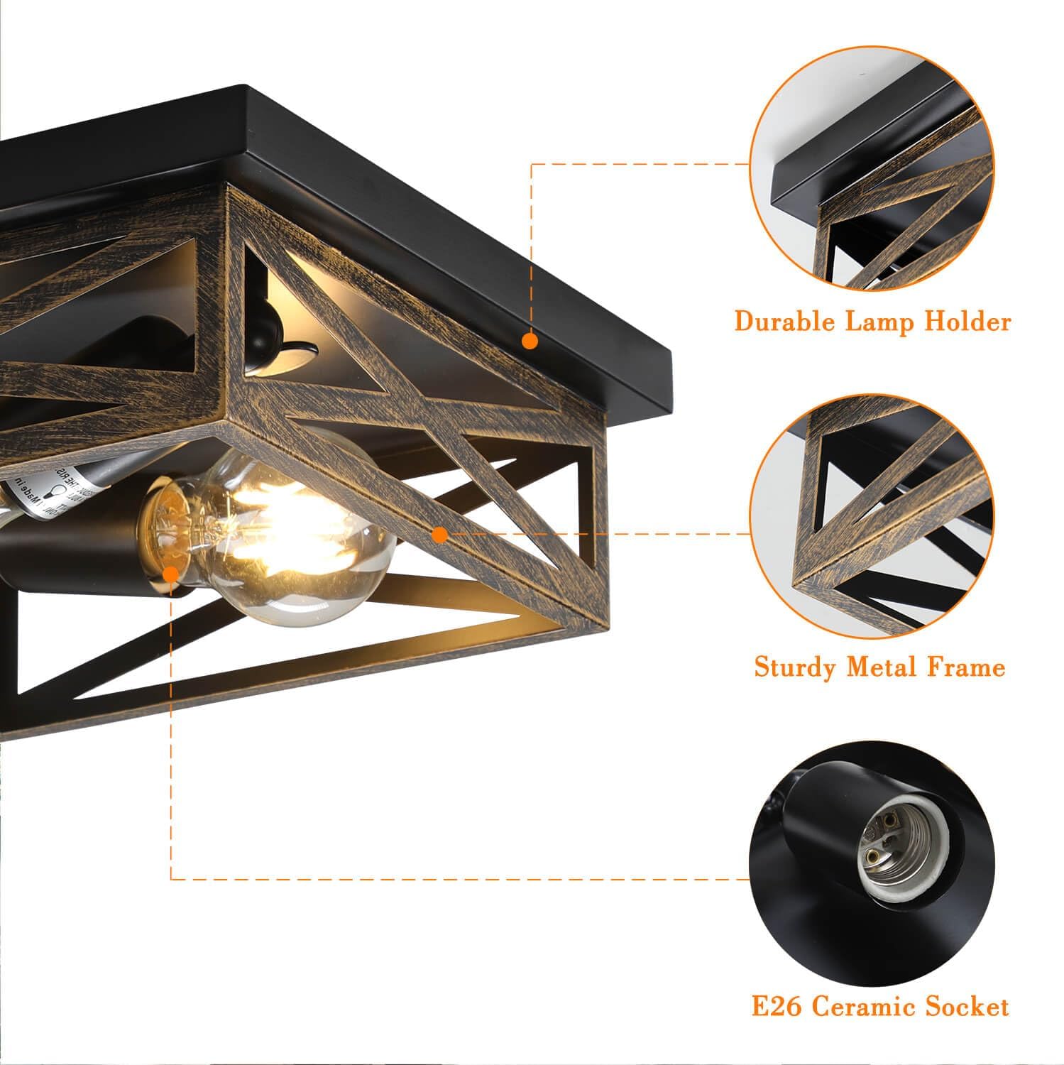 Farmhouse Cage Flush Mount Ceiling Light