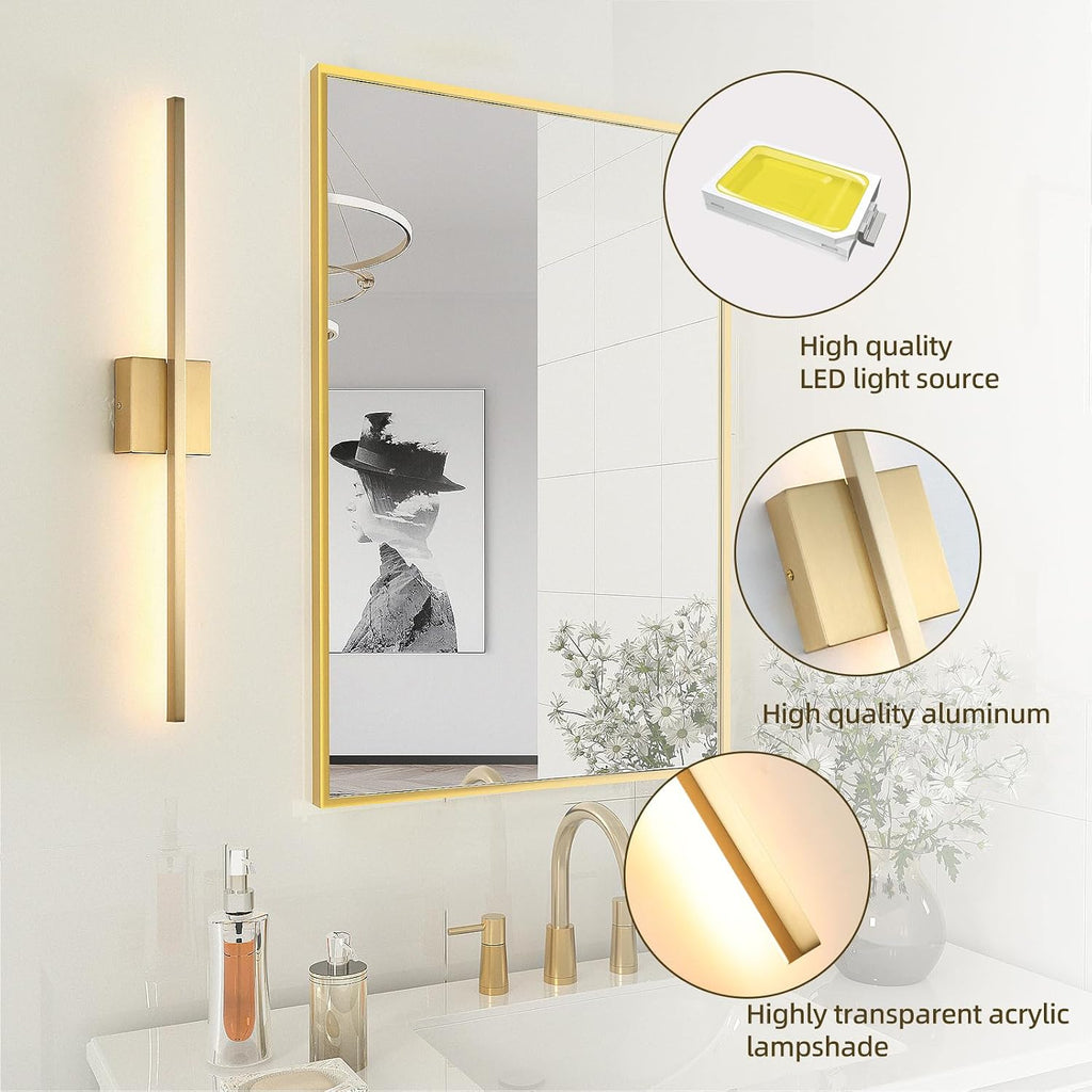 2‑Pack Dimmable Gold LED Wall Sconces