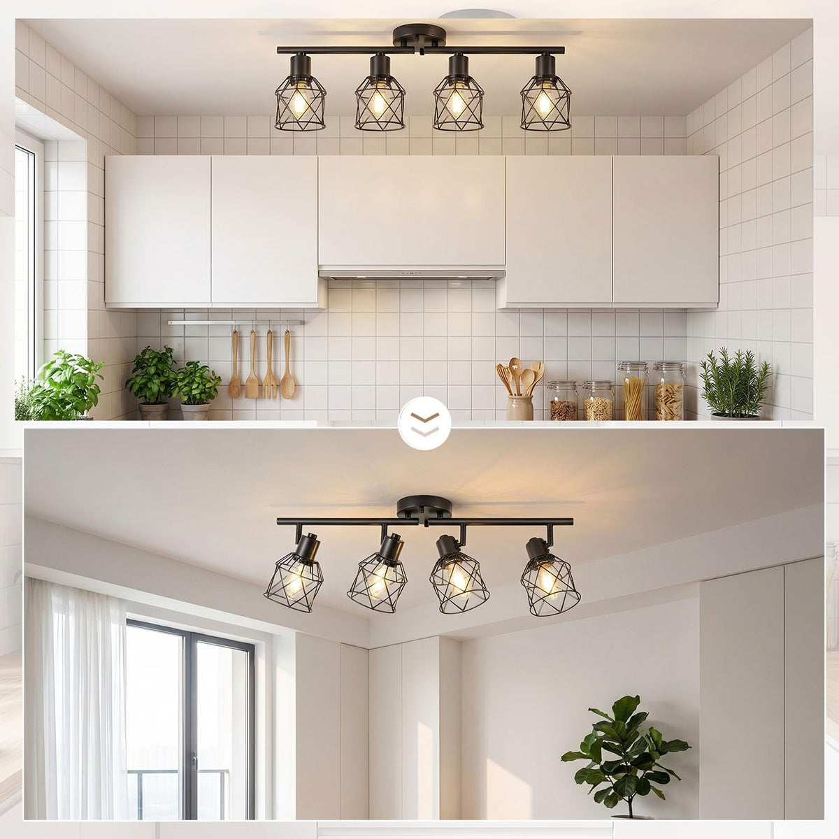 4‑Light Rotatable Track Ceiling Light