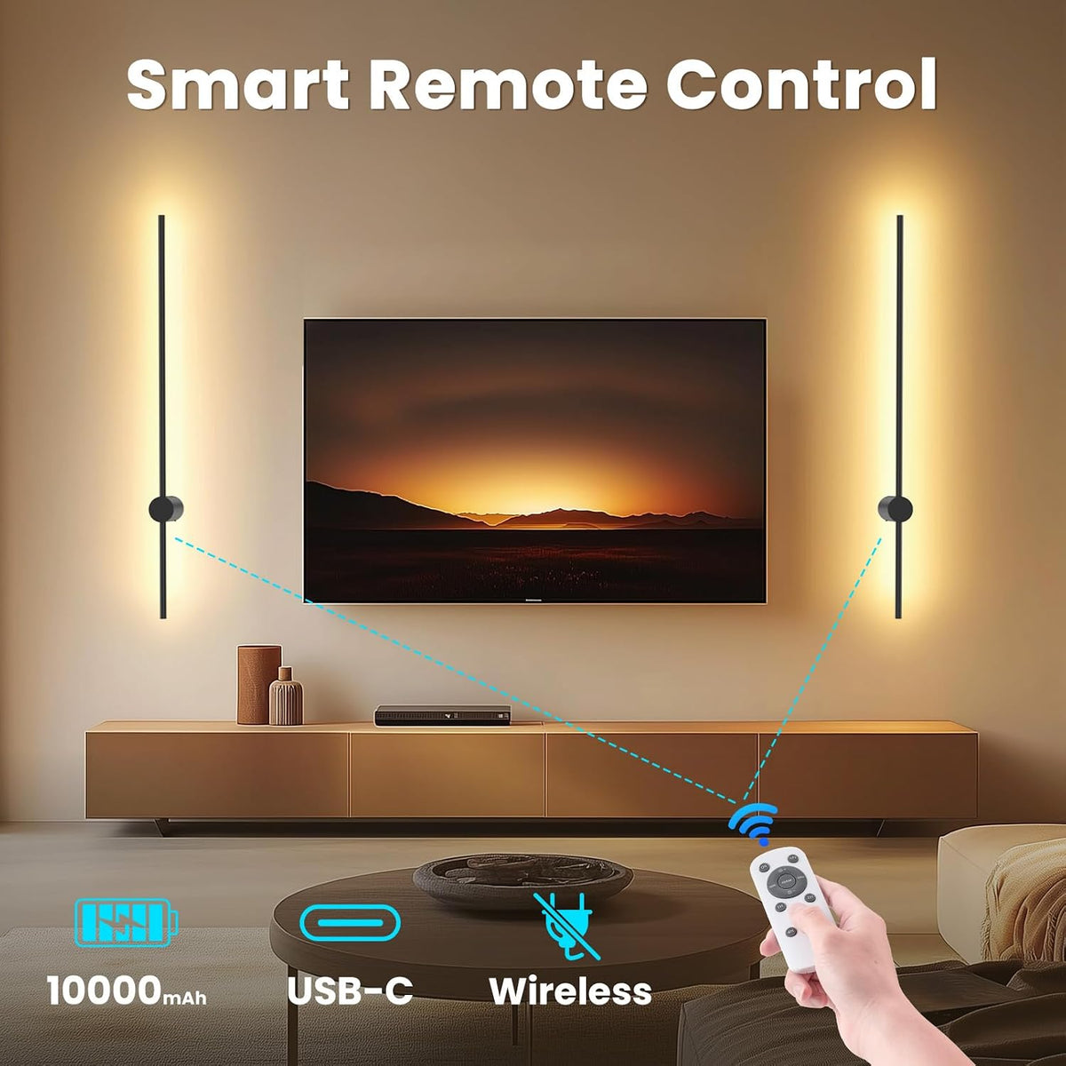 2‑Pack Black Battery‑Operated Wall Sconces