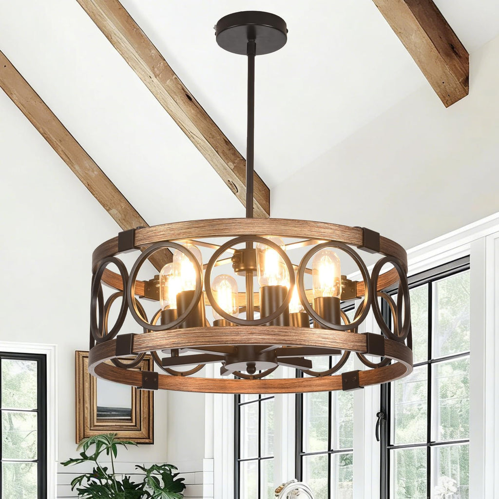 6‑Light Farmhouse Drum Ceiling Light